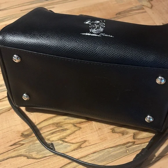 Coach Black Leather Satchel with Snoopy Design - Picture 3 of 7